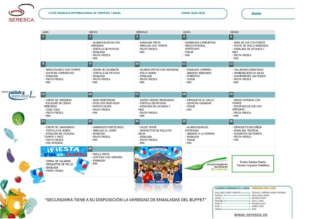 MENÚ BASAL JUNIO 26