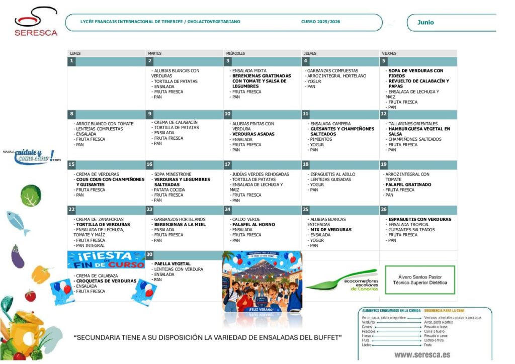 MENÚ OVOLACTOVEG JUNIO 26